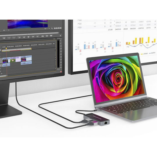 Conceptronic USB-C Docking Station με HDMI 4K PD Ethernet και συνδεση 2 Οθονών Μαύρο (DONN14G)