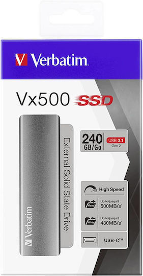 Verbatim Vx500 USB 3.1 / USB-C External M.2 SSD 240GB Silver