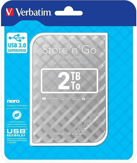 Verbatim Store 'n' Go USB 3.0 External 2.5" HDD 2.0TB Silver