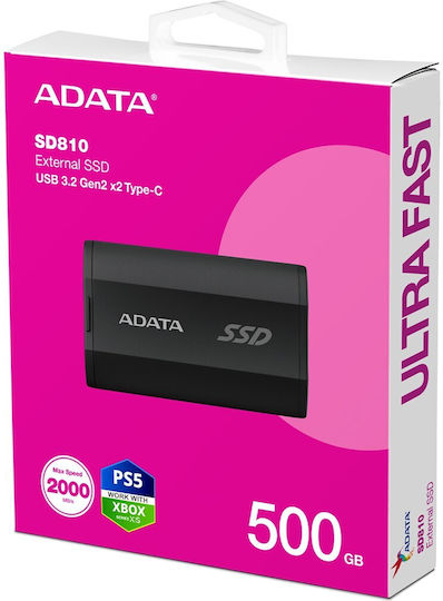Adata SD810 USB 3.2 External 2.5" SSD 500GB Black