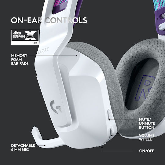Logitech G733 Wireless Over Ear Gaming Headset with Connection USB White