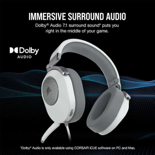 Corsair HS65 Surround Over Ear Gaming Headset with Connection 3.5mm White