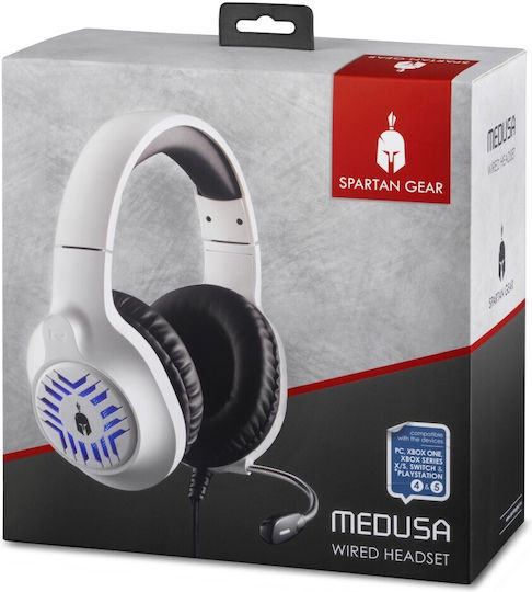 Spartan Gear Medusa Over Ear Gaming Headset με σύνδεση 3.5mm White/black