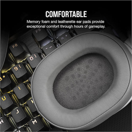Corsair HS55 Stereo Over Ear Gaming Headset με σύνδεση 3.5mm Λευκό