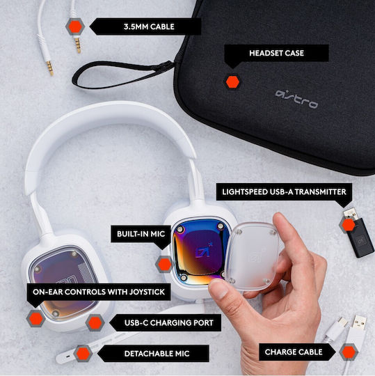 Astro A30 Căști Gaming Wireless Over Ear cu Conectivitate 3,5 mm Bluetooth Albe pentru XBOX