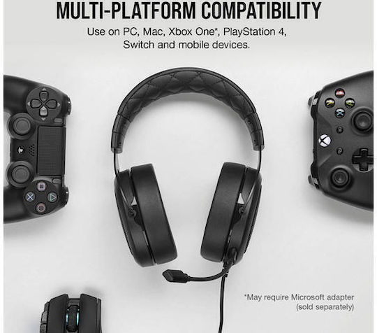 Corsair HS55 Stereo Over Ear Gaming Headset with Connection 3.5mm Carbon