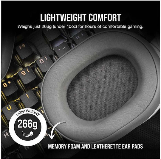 Corsair HS55 Drahtloses Über Ohr Gaming-Headset mit Bluetooth / USB Verbindung Weiß für PC / PS4