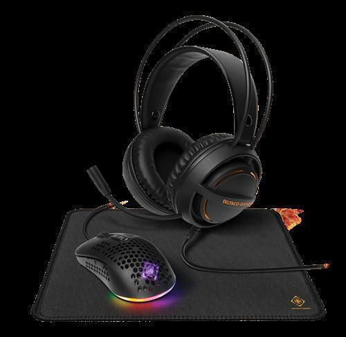 Deltaco Gaming Kit 3-In-1 Over Ear Gaming Headset cu conexiune 2x3,5mm / USB Negru