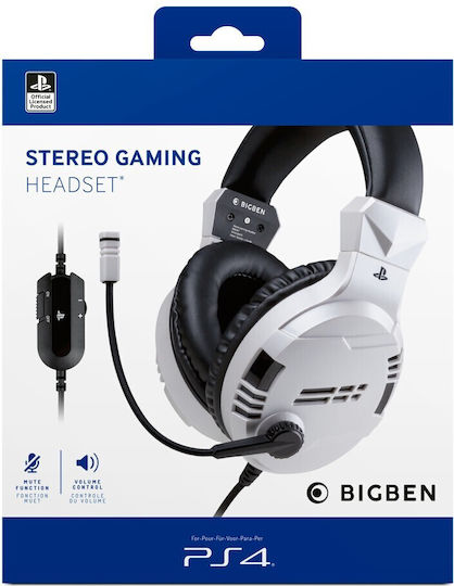 Bigben Interactive Interactive V3.0 Over Ear Gaming Headset με σύνδεση 3.5mm Λευκό