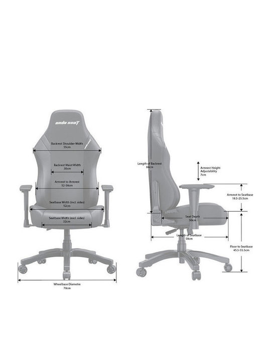 Anda Seat Luna Large Scaun Gaming cu Brațe Reglabile Gri