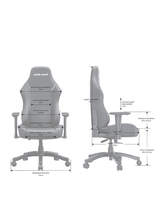 Anda Seat Luna Large Καρέκλα Gaming Δερματίνης με Ρυθμιζόμενα Μπράτσα Μαύρη