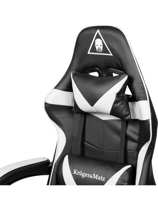 Kruger & Matz Warrior GX-150 Καρέκλα Gaming Δερματίνης με Υποπόδιο Μαύρο / Λευκό