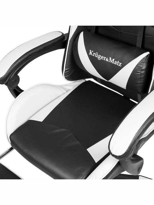 Kruger & Matz Warrior GX-150 Καρέκλα Gaming Δερματίνης με Υποπόδιο Μαύρο / Λευκό