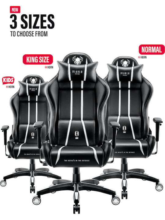 Diablo X-One 2.0 King Size Καρέκλα Gaming Δερματίνης με Ρυθμιζόμενα Μπράτσα Μαύρο / Λευκό