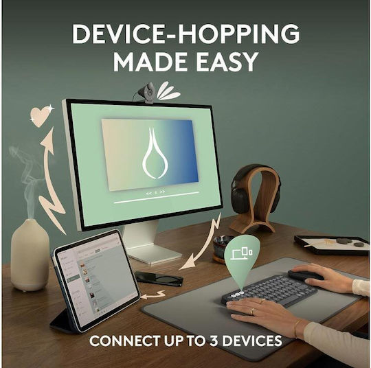 Logitech Pebble Keys 2 K380s Безжично Само клавиатура Международен английски Сив