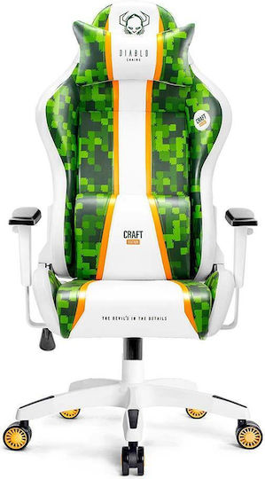 Diablo X-One 2.0 Craft Edition King Size Artificial Leather Gaming Chair with Adjustable Arms White / Green