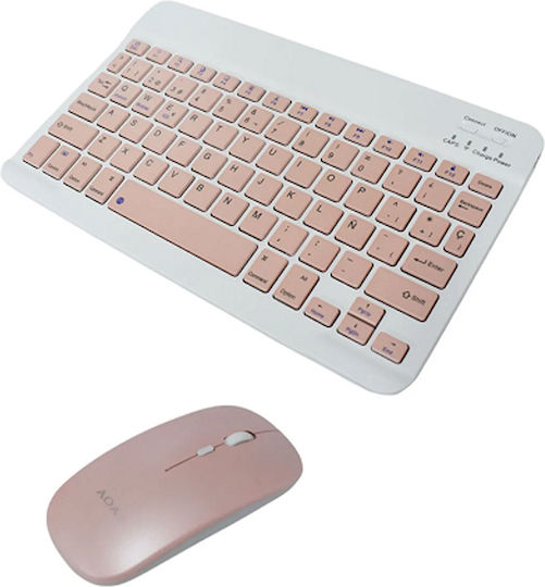 Aoas AS-110 Ασύρματο Bluetooth Σετ Πληκτρολόγιο & Ποντίκι Αγγλικό US Pink