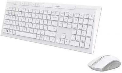 Rapoo 8210M Fără fir Bluetooth Set tastatură și mouse Engleză Internațională Alb