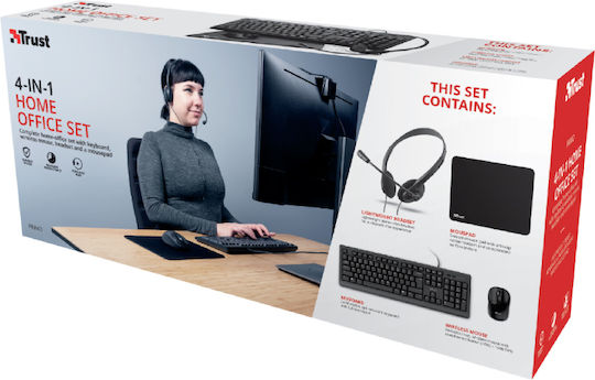 Trust Primo 4-in-1 Home Office Set Tastatur & Maus Set Englisch US