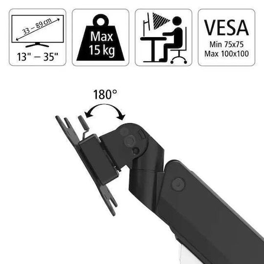 HAMA Настолна Компютърна Стойка За Монитор До 35" С Ръка (00118497)