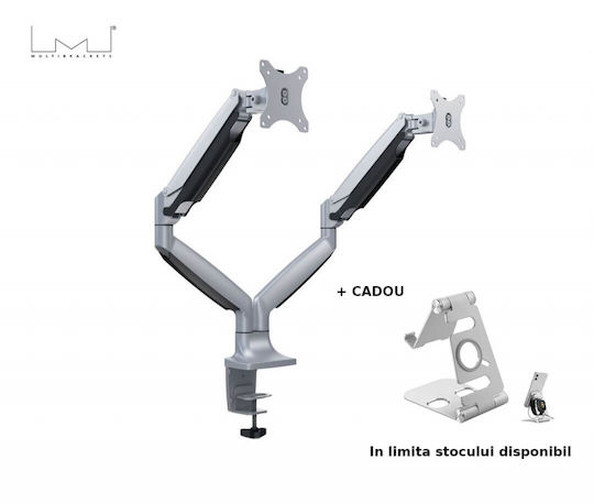 Multibrackets Suport Birou pentru 2 Monitoare până la 27" cu Braț Gri (MB-3279)