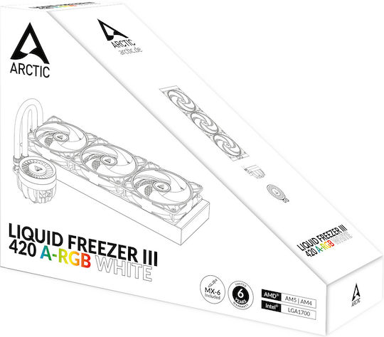 Arctic Liquid Freezer III 420 A-RGB Water Cooling System AIO CPU with 3 Fans 140mm White