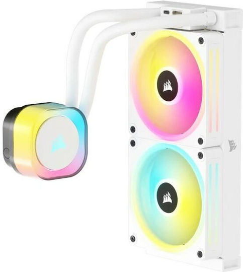 Corsair ICUE Link H100i Water Cooling AIO CPU With 2 120mm Fans And White RGB Lighting