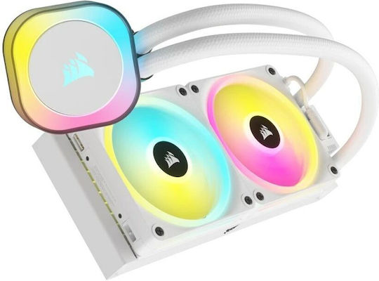 Corsair ICUE Link H100i Water Cooling AIO CPU With 2 120mm Fans And White RGB Lighting