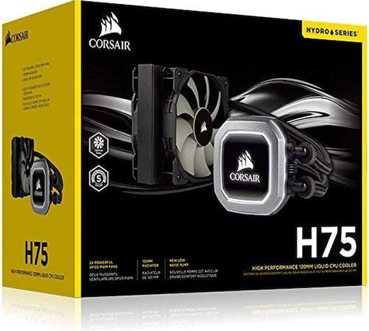Corsair Hydro Series H75 White Υδρόψυξη Επεξεργαστή Μονού Ανεμιστήρα 120mm για Socket AM4/1200/115x