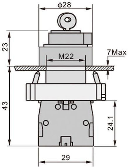 Διακόπτης Με Κλειδί Φ22 BG53 XND 1τμχ