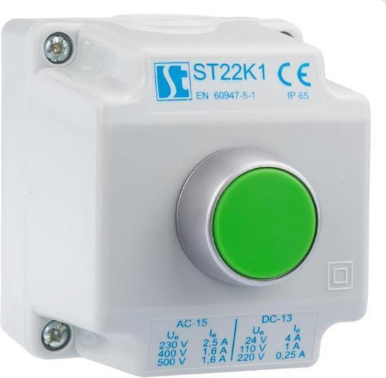 Spamel On-Off switch Pushbutton Green 1pcs