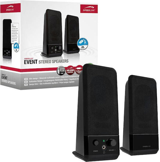 SpeedLink SL-8004-BK Ηχεία Υπολογιστή 2.0 με Ισχύ 5W Μαύρα