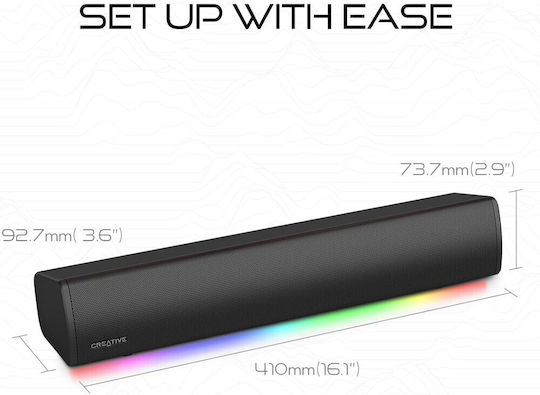 Creative Sound Blaster GS3 Ασύρματα Ηχεία Υπολογιστή 2.0 με RGB Φωτισμό και Bluetooth Ισχύος 24W σε Μαύρο Χρώμα