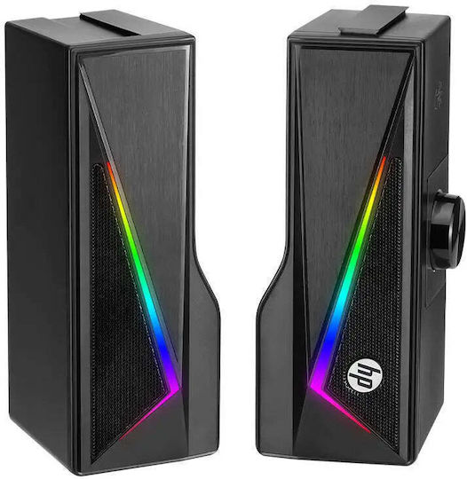 HP DHE-6005 Ηχεία Υπολογιστή 2.0 με RGB Φωτισμό και Ισχύ 6W Μαύρα