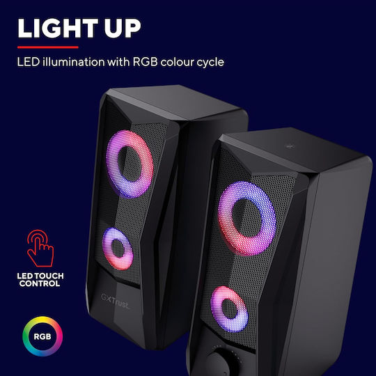 Trust GXT 606 JAVV Ηχεία Υπολογιστή 2.0 με RGB Φωτισμό και Ισχύ 6W Μαύρα