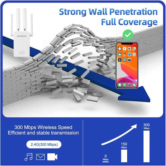 Andowl Q-T84 WiFi Extender Single Band (2.4GHz) 300Mbps