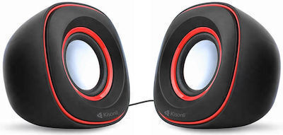 Kisonli V350 Ηχεία Υπολογιστή 2.0 με Ισχύ 6W Κόκκινα