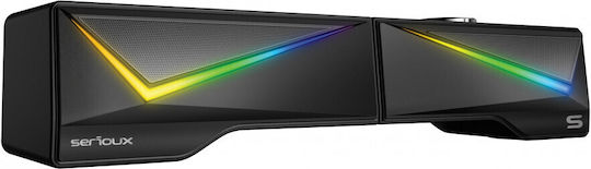 Serioux SRXS-X167 Ηχεία Υπολογιστή 2.0 με RGB Φωτισμό και Bluetooth Ισχύος 6W σε Μαύρο Χρώμα