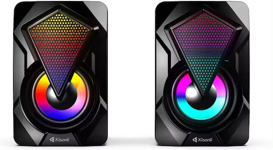 Kisonli L-9090 2.0 Speakers with RGB 3W Black