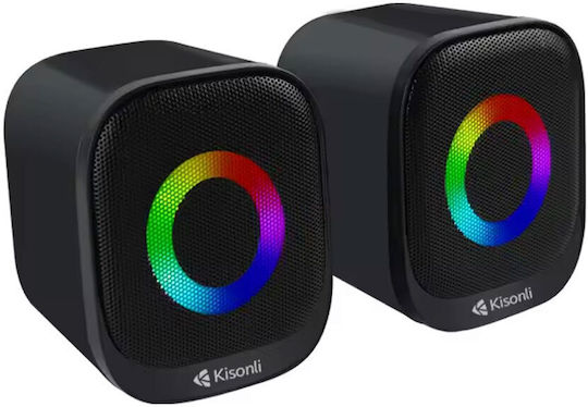 Kisonli X3 2.0 Speakers with RGB 3W Black