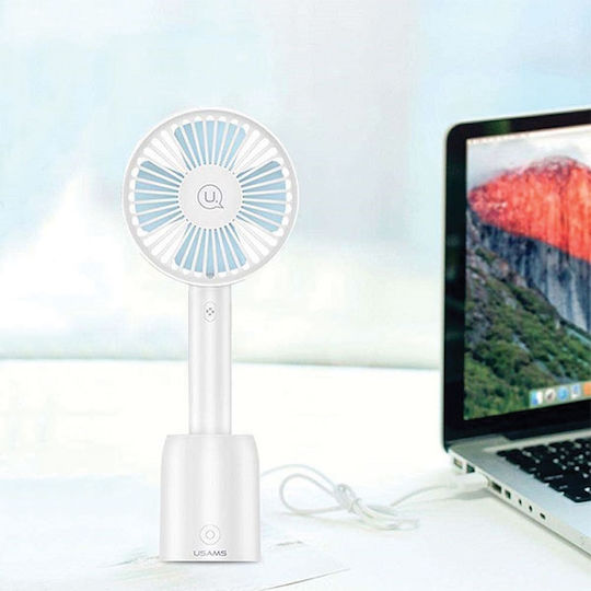 Usams US-ZB039 Ανεμιστηράκι Χειρός USB Επαναφορτιζόμενο 2000mAh Ανεμιστήρας Χειρός Λευκό