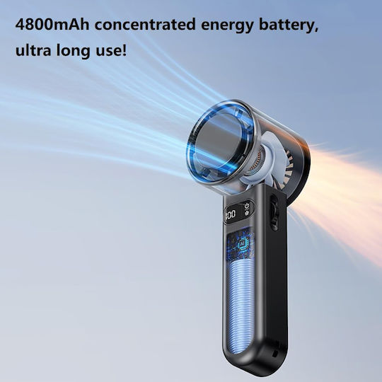 Techsuit Premium Handventilator F83 Tragbar Verstellbar Wiederaufladbar 4800mAh Schwarz
