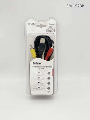 SGL Cable USB-A male - RCA male 3m (097992) 1pcs