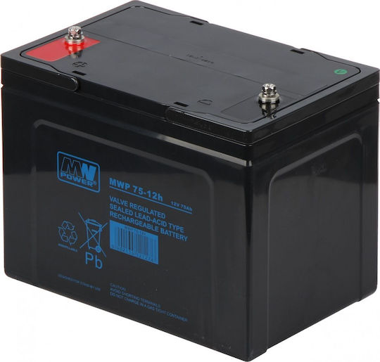MW Power UPS Battery with Capacity 75Ah and Voltage 12V 12V/75AH-MWP 1pcs