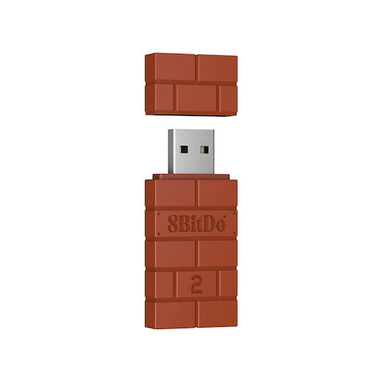 8Bitdo Безжичен USB Адаптер 2 03703 Bluetooth Приемник за Android / iOS / Компютър / Xbox One / Switch / PS5 / Xbox Series Кафяв