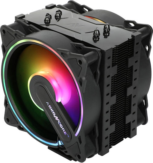 ABKONCORE Coolstorm T404 Dual Hurricane Cooler Procesor pentru Socket /1/2/0/0/1/1/5/x/ cu RGB Iluminare