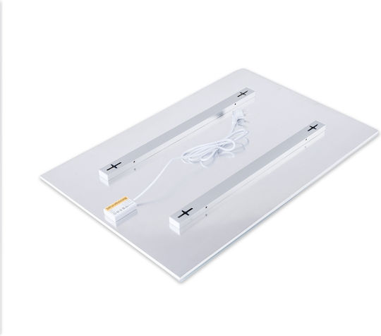 Panou de încălzire cu infraroșu Greenie 60x90cm 600w Sticlă Albă Garanție 5 Ani 11-15m2 Pgw600
