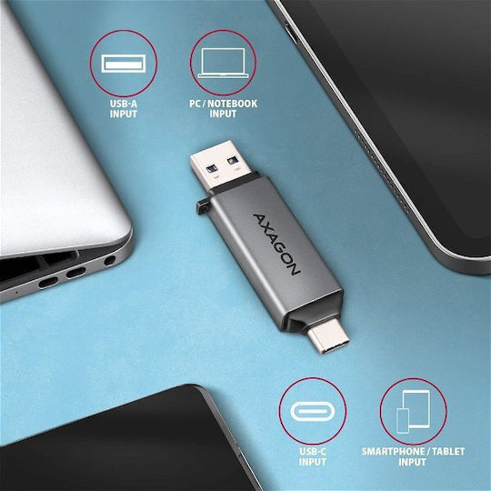 Axagon Card Reader USB 3.2 USB 3.0 USB 2.0 Type-C για SD/microSD