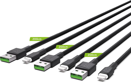 Green Cell USB-A to Lightning Cable Μαύρο 2m (KABGCSET06)