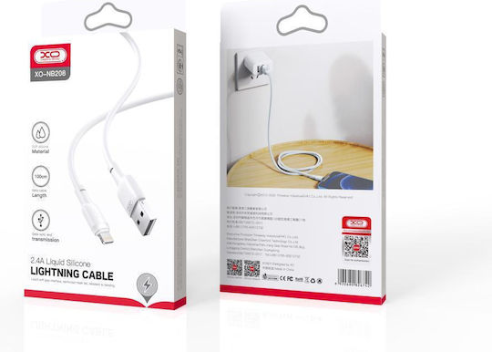 XO Nb208 USB-A to Lightning Cable Λευκό 1m (16.005.0229)